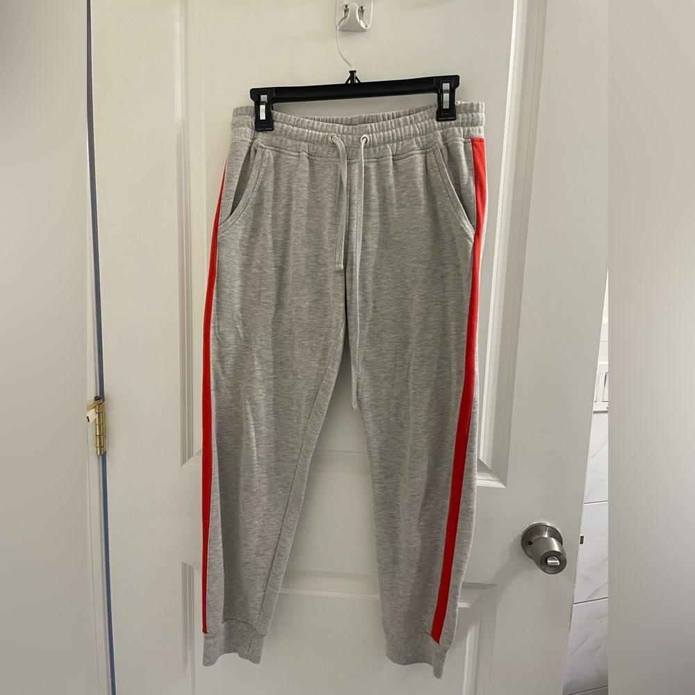 Used Women Gray Cotton On Sweatpants red stripped. Size: Small/Petite